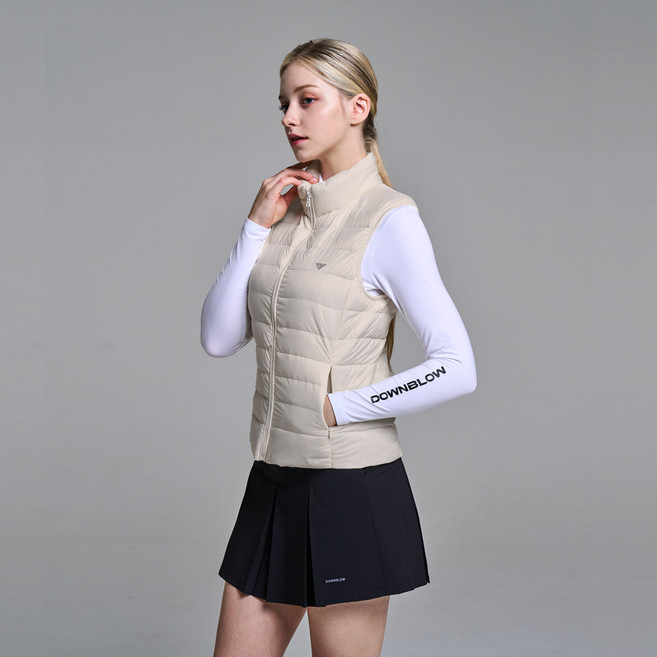 다운블로우 여성 스포츠 덕다운 하이넥 경량 패딩 베스트 DBC 1910