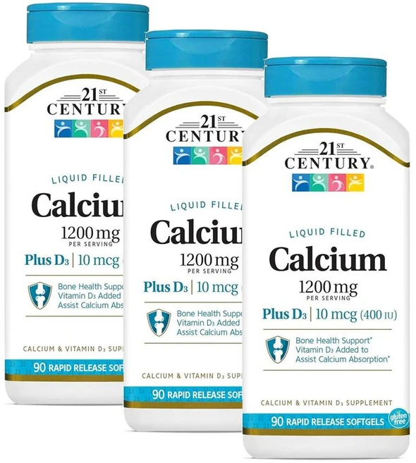 21센추리 칼슘 플러스 D3 액상 필드 소프트젤 21st Century Calcium Plus D3 Liquid Filled Softgel, 3개, 90정 - 쿠팡