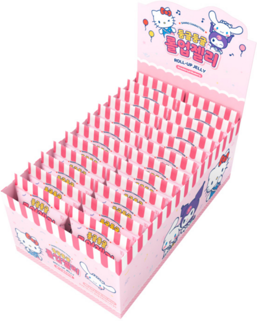 산리오캐릭터즈 롤업젤리 딸기&블루베리향 ASMR 먹방 젤리 롤젤리, 24개, 40g