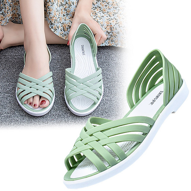 스토리원 격자 어퍼 말랑 장마 물놀이 젤리 PVC 샌들 슈즈 SH-WSP-6025