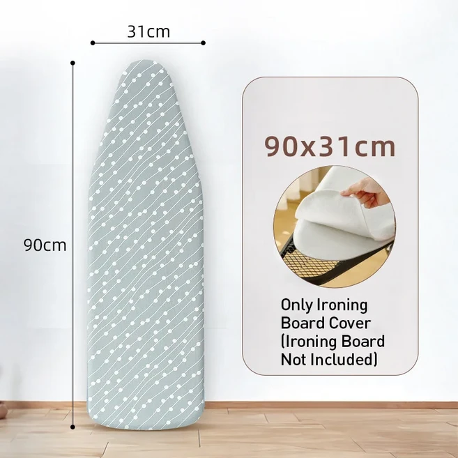 내열 다리미판 커버 패드 고강도 면직물 탄성 가장자리 화상 방지 미끄럼 방지 커버 S/M/L 사이즈 가정용, 02 H-S 90x30cm