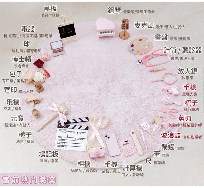 GoGraphy 抓周道具套組, 1個, 夢幻粉-抓周道具25件Ａ組(贈針筒)