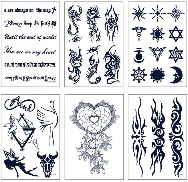 MIR WAY 반영구 리얼타투스티커 6종세트 A, 1세트