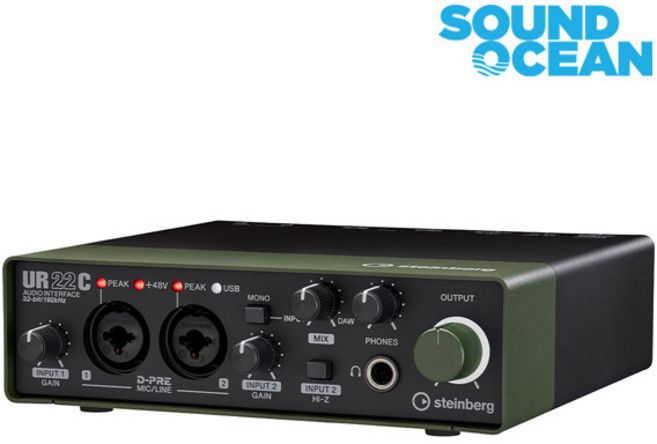 스테인버그 USB 오디오 인터페이스, UR22C Green, 혼합색상