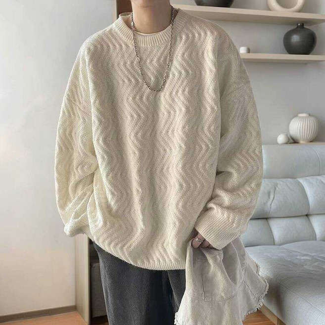 男款秋冬加厚慵懶風寬鬆針織衫