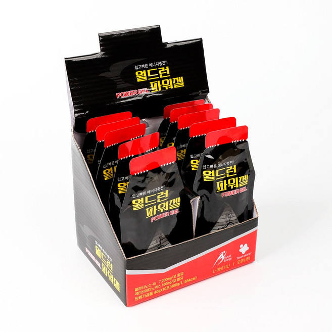 월드런 파워젤 팔라티노스 레드자몽맛 (박스당 10포) 운동 스포츠 마라톤 자전거 등산 헬스, 1박스, 40g