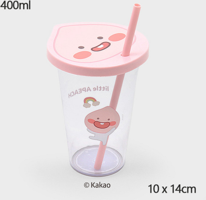 Daiso 韓國大創 Kakao Friends 屁桃 吸管杯400ml 屁桃, 1個, 吸管杯400ml  屁桃, 粉紅色
