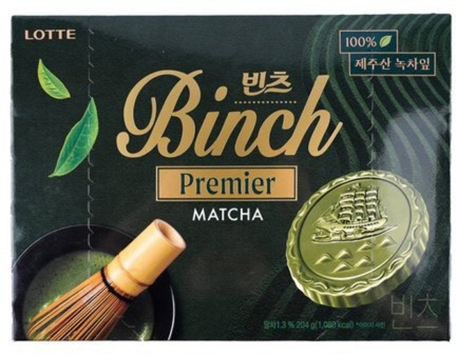 롯데웰푸드 빈츠 프리미어 말차, 102g, 5개