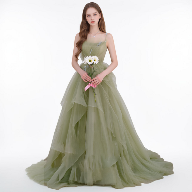 유색 드레스 셀프 스몰 웨딩 촬영 스냅 쉬폰 스튜디오 촬영용 컬러