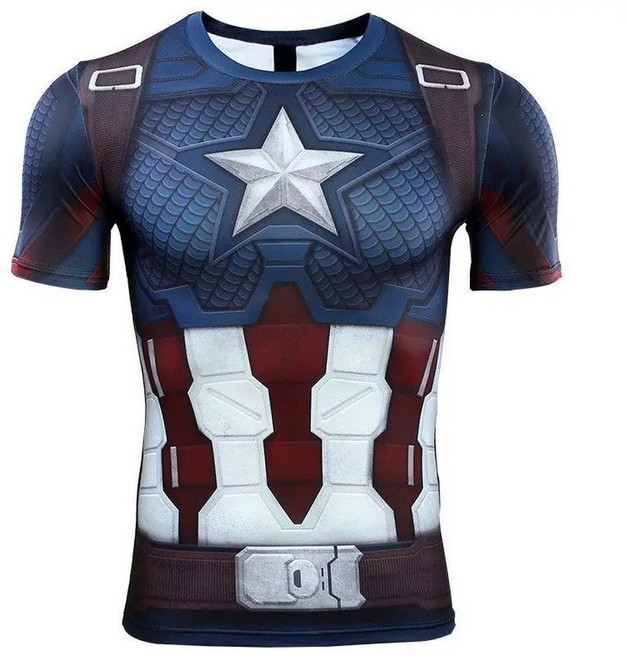 어벤저 캡틴 아메리카 아이언 맨 애니메이션 주변 귀여운 만화 반팔 여름 건조성 티셔츠, B. S, 1. Short sleeves-A, 1개