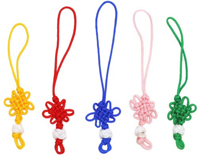 (재미스쿨) 매듭끈 국화A 소형 5개입 (1팩) 전통 매듭 장식, 노랑