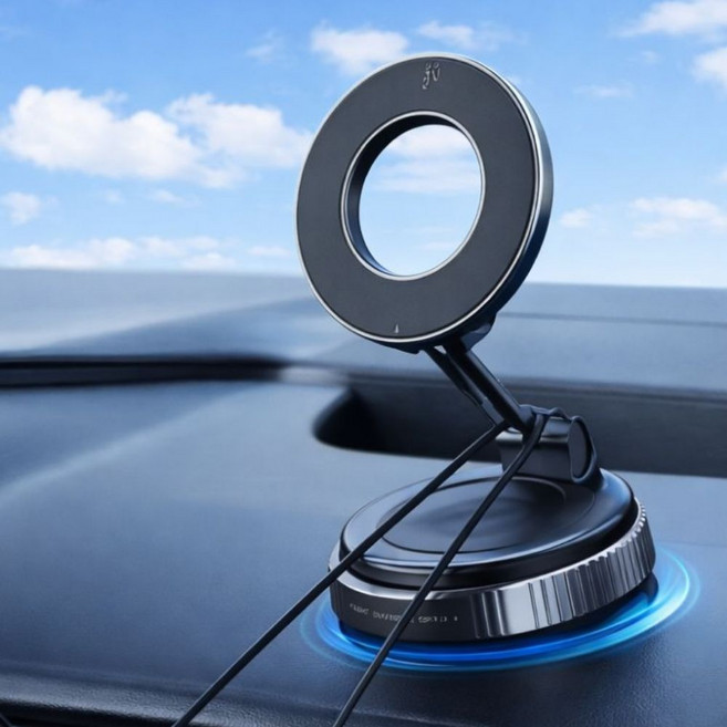 모어아크 차량용 흡착식 거치대 휴대폰 진공흡착, 블랙, 1개