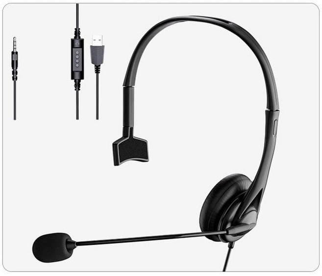 온라인 수업 마이크 헤드셋 강의 유선 USB 타입, 단일, HJ5996-452