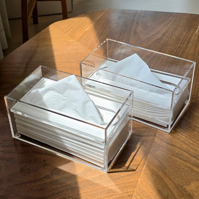 스튜디오투명 사각 핸드타올 티슈 케이스, 2개, 투명