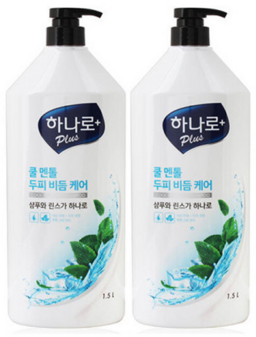 애경 하나로 플러스 쿨멘톨 비듬샴푸, 2개, 1.5L