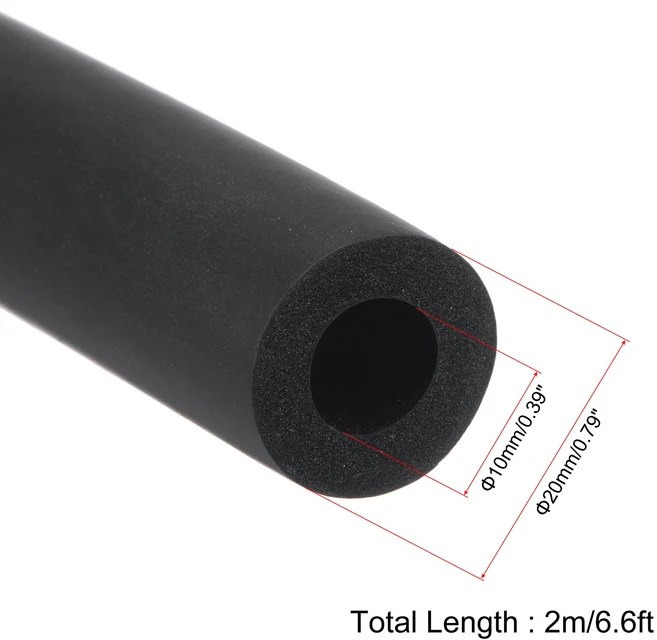 1M2M NBR 스폰지 폼 고무 튜브 피트니스 장비 핸들 바 단열 파이프 파이프 라인 홀더 스폰지 보호 슬리브, [10] Black 10x20mm 2M, 9.Black 10x20mm 2M