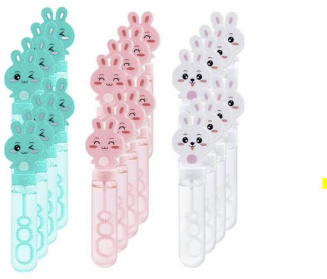 퍼줌 큐티 토끼 비눗방울 3종 x 8p 세트, 하늘 분홍 하양, 3개