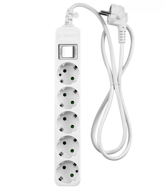 대현써지오 모노케어 멀티탭 5구 접지 화이트 1.5m 3m 5m 10m 10A 1800w 전기연장선 전선형, 20개