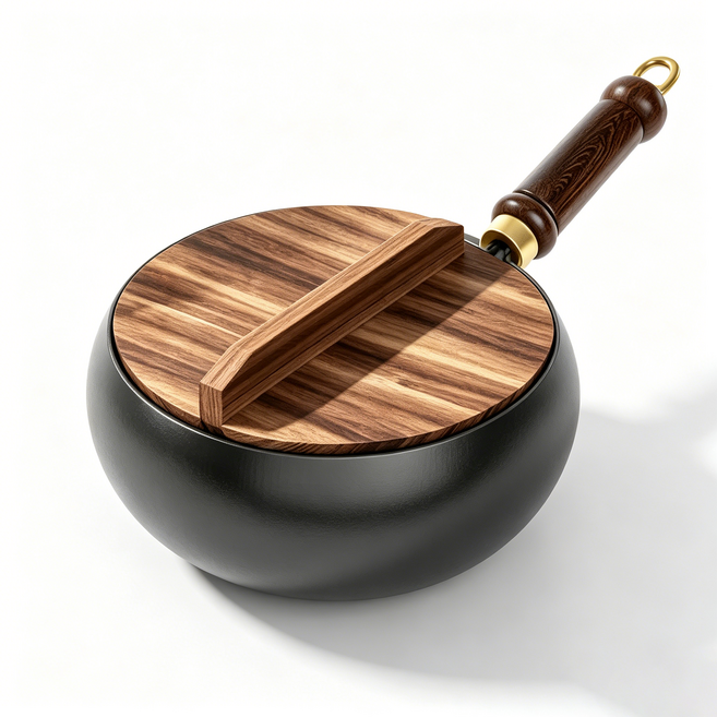 章丘鑄鐵大肚鍋 1-3人份 1.5mm 厚度 燉煮炒炸多用途, 1個, 24cm