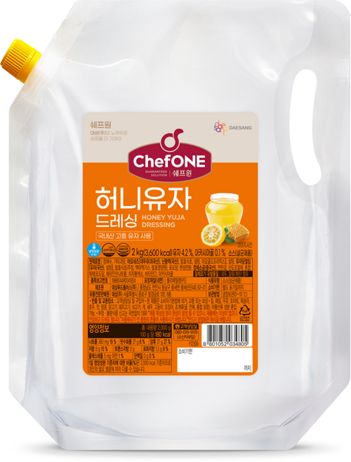 냉장 대상 쉐프원 허니유자 드레싱소스 2kg, 1개