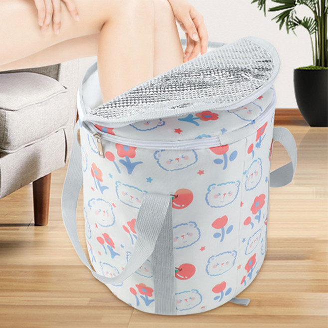 접이식 휴대용 족용통 다용도 바스켓 뚜껑포함, 사과곰, 1개