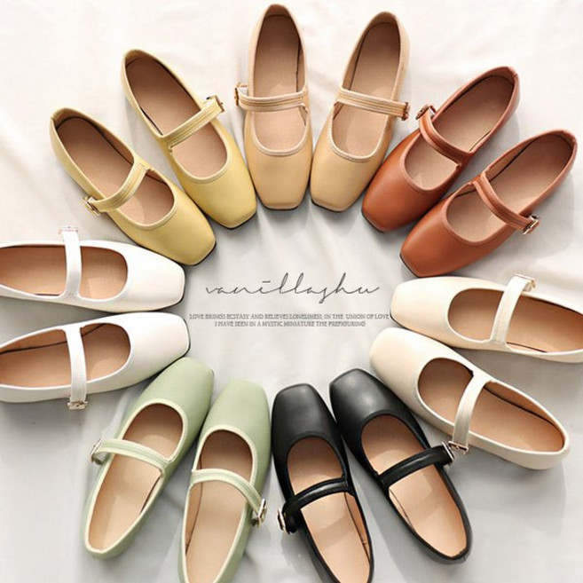 바닐라슈 큐이나 소프트 각코 탄력창 메리제인 플랫슈즈 1cm