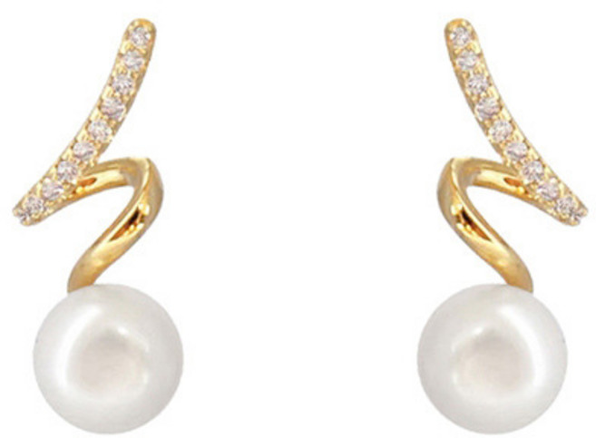 [NXNA] 14k 골드 큐빅 트윌 디자인 담수 진주 귀걸이 여생일 선물추천 LLQ-SS001 도금