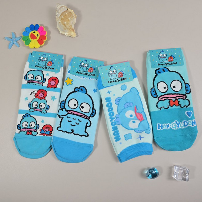 산리오 정품 한교동 양말 세트 여자 귀여운 패션 스니커즈 학생 캐릭터