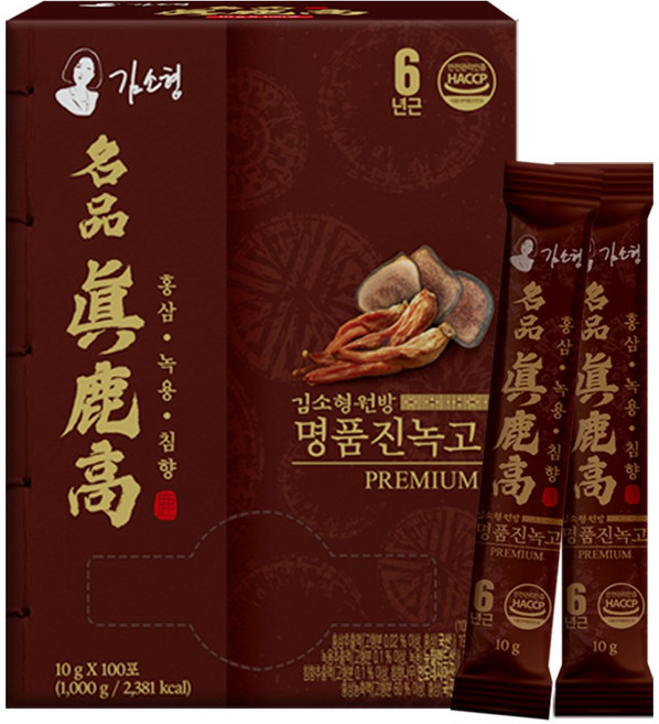 김소형원방 명품진녹고 프리미엄(100포) 국내산6년근홍삼/녹용/침향/대용량, 100개, 10g