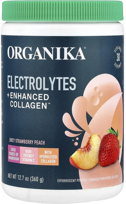 효과가 좋은 Organika Electrolytes + Enhanced Collagen™ 쥬시 딸기 복숭아 360g(12.7oz) 최저가격, OrganikaElectrolytesEnhancedCo, 360g, 1개 - 쿠팡