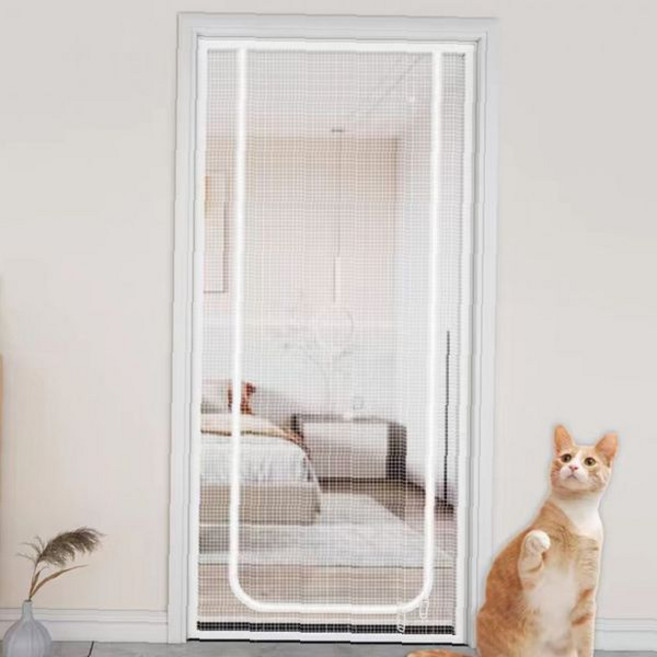 방충망 출입문 120x220cm 화이트 U형 지퍼식 현관 방문 모기장 애완동물, 120x220cm U형 화이트