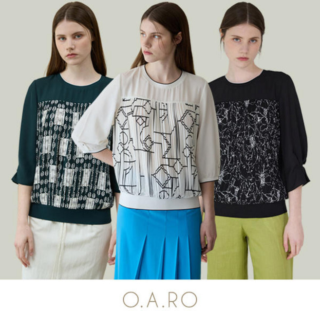 25SS 여성 오아로 아트 플리츠 블라우스 3종