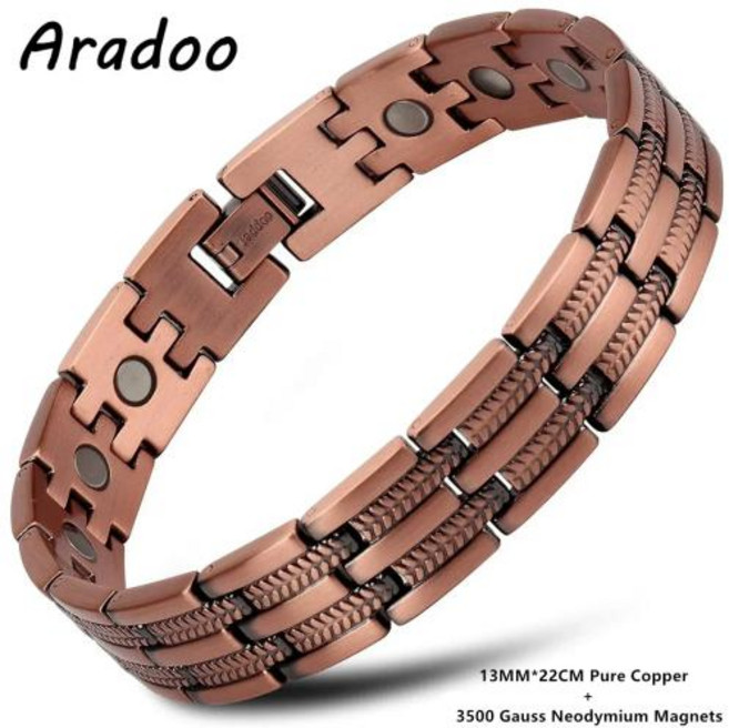 네오디뮴팔찌 에너지 활력 자석 건강 팔찌 3배 강도 순수 구리 스트랩 버클 디자인, 14)N