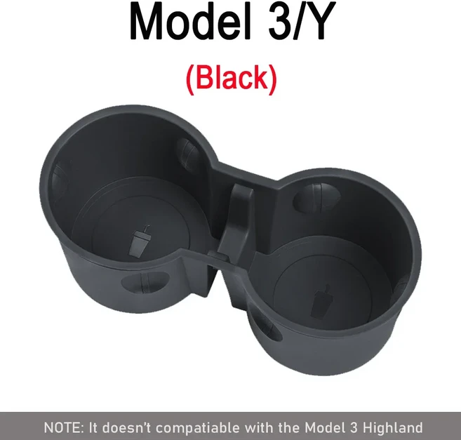 Tesla Model 3 Y 하이랜드 센터 콘솔 보관함 용 컵 홀더 팔걸이 주최자 미끄럼 방지 삽입 전화 액세서리, 02 Black, 02 Model 3 Y - Black