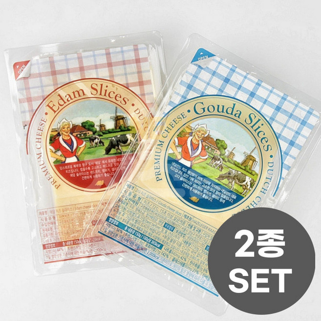 웨스트랜드 슬라이스 치즈 2종세트 (고다/에담)150g, 150g, 1개