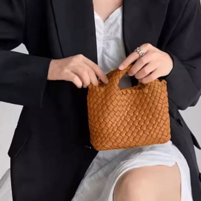 컴위즈 여성 미니 위빙백 토트백 체인 핸드백 데일리 손가방