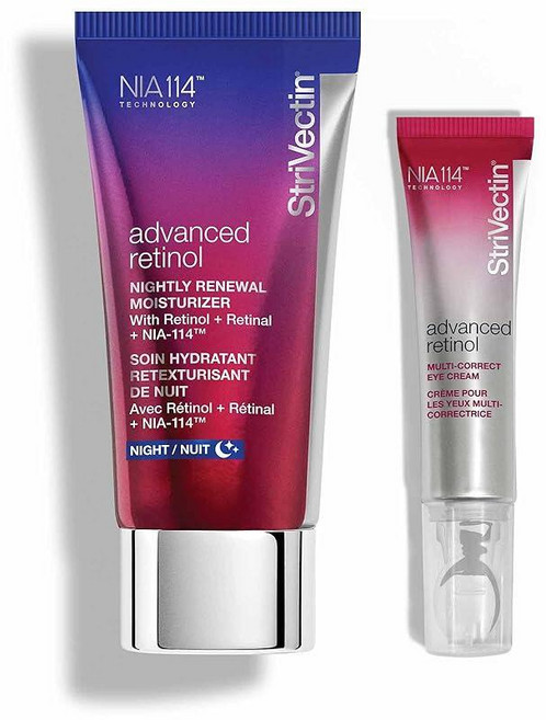 StriVectin 레티놀 나이트 모이스처라이저가 포함된 고급 디스커버리 키트 28.3g(1온스) 멀티 코렉트 아이 크림 14.2g(0.5온스) 2피스 키트 204628, 1개