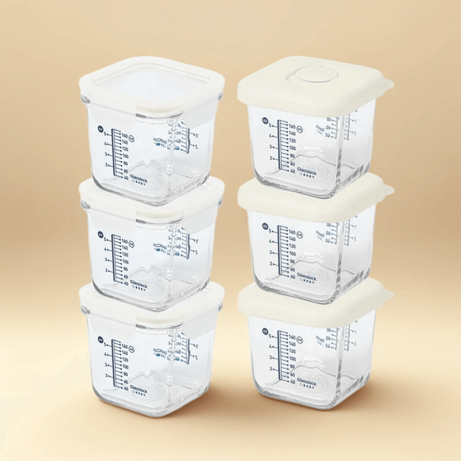 글라스락 베이비 눈금 이유식 큰용량 270ml 코코넛 밀크 혼합 6조 세트 열에강한, 270ml 6개, 1세트