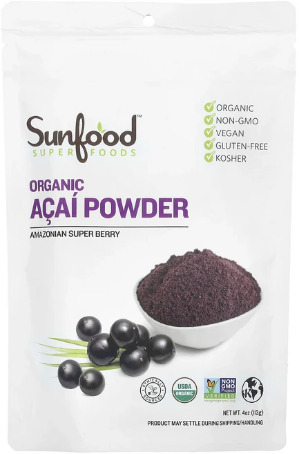 몸관리하세요 겨울입니다 Sunfood 유기농 아사이 분말 113g(4oz) 특별관리진행, Sunfood 유기농 아사이 분말 113g4oz, 113g, 1개 - 쿠팡