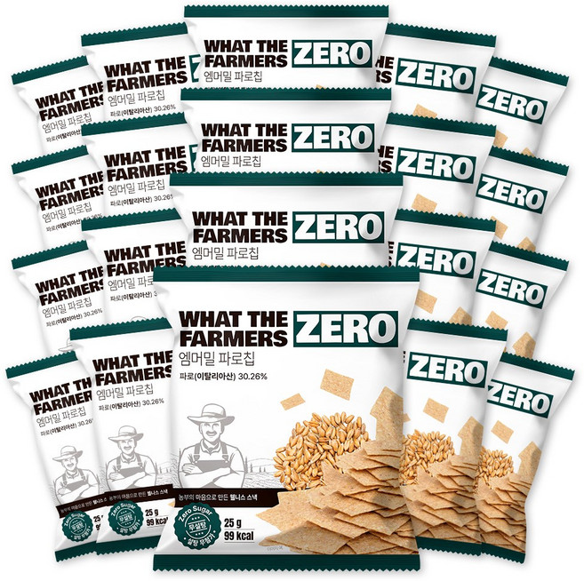 왓더파머스 제로 국내생산 건강한 저당 다이어트간식 엠머밀 파로칩, 25g, 20개