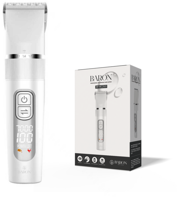 바론 전문가용 방수 바리깡 이발기, 화이트