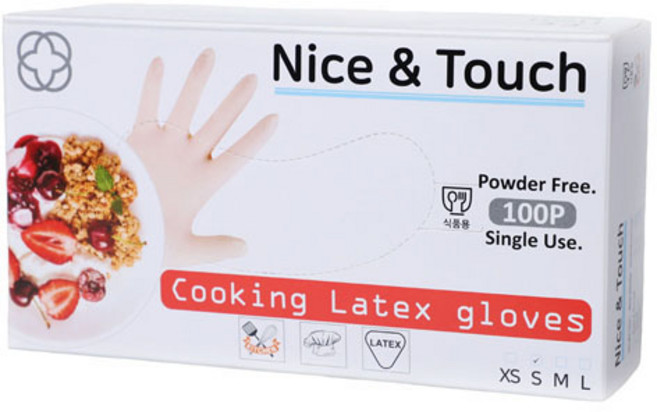 나이스앤터치 요리용 라텍스장갑 M 100개입 1개, 아이보리, S