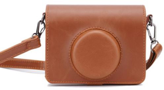 X100V 카메라 스트랩 어깨 스트랩이 있는 하드 쉘 가방 후지필름 인스탁스 미니 EVO 액세서리 PU 가죽 크리스탈 EVA 패턴, 4) Horizontal Brown, 1개