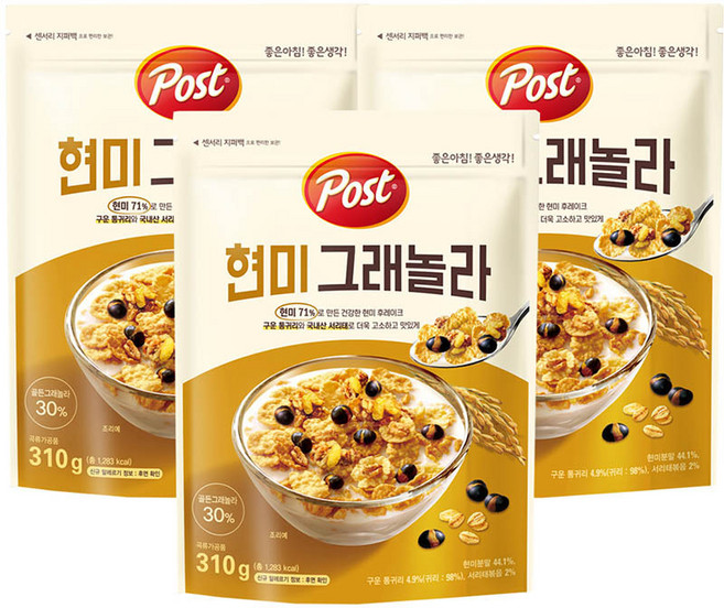 포스트 현미그래놀라 310g x 3개+사은품랜덤증정(ID당1개), 상세페이지참조, 3개