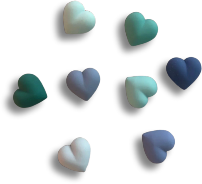 MAMOMA 러블리 하트 냉장고 인테리어 자석 8P, 블루그린
