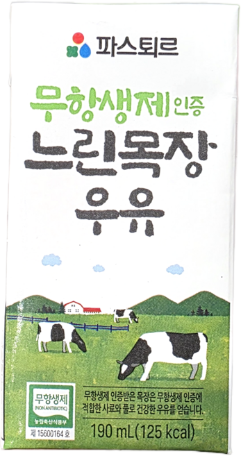 파스퇴르 무항생제 느린목장 우유, 24개, 190ml