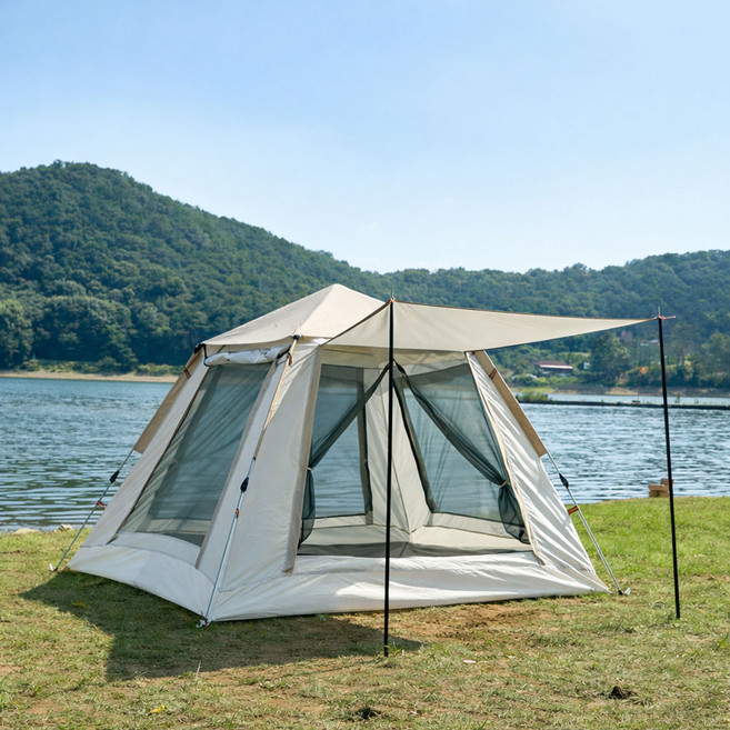 녹원 캠핑 돔 원터치텐트 그늘막 자동 오토텐트 4인용, 혼합색상