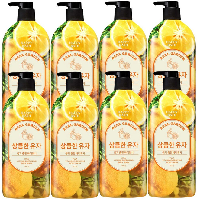 해피바스 리얼가든 유자 비타민 생기 바디워시, 8개, 900g