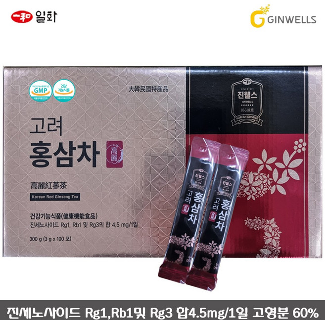 진웰스 일화 고려 홍삼차 홍삼농축액 인삼차 사포닌 기억력 면역력 항산화 피로회복 부모님 지인 선물세트, 3g, 1박스, 100개입