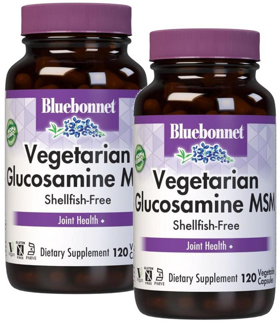 블루보넷 베지테리언 글루코사민 엠에스엠 BlueBonnet Vegetarian Glucosamine MSM, 2개, 120정